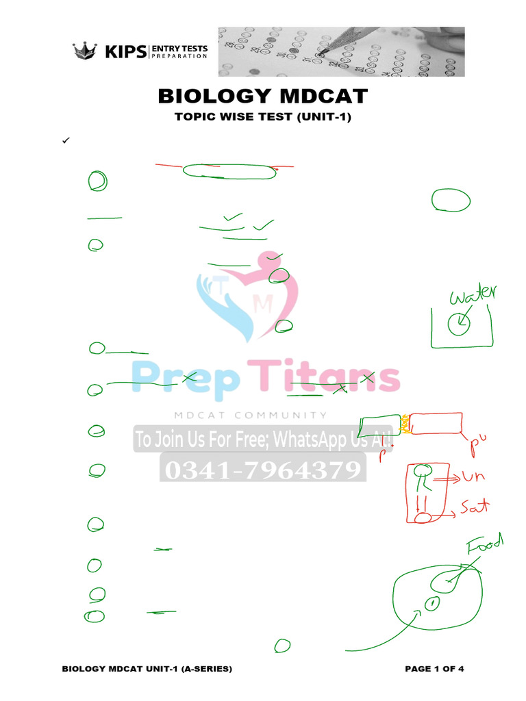 MDCAT Biology Unit 1: Cell Structure Test | PDF | Endoplasmic Reticulum ...