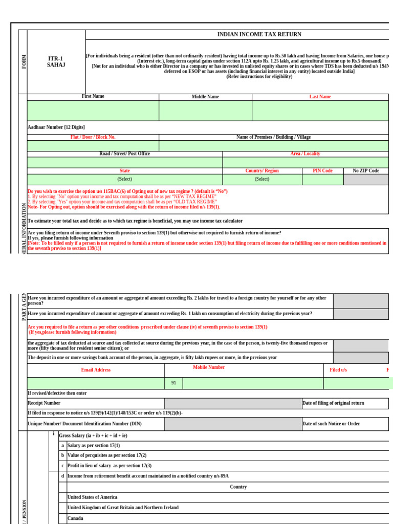 Indian Income Tax Return Form Guide | PDF | Taxes | Government Finances