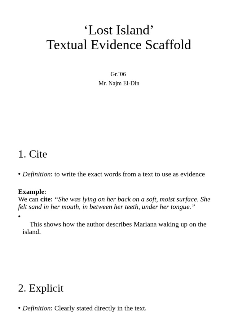 Textual Evidence Guide for 