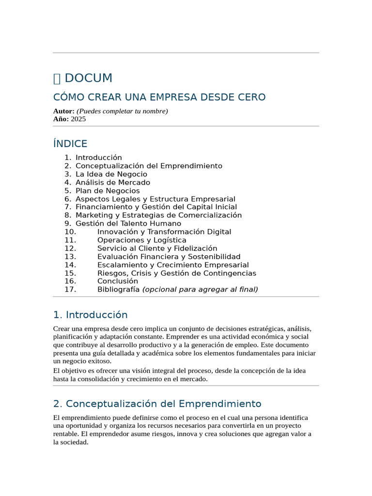 Guía para Crear una Empresa Exitosamente | PDF | Plan de negocios ...