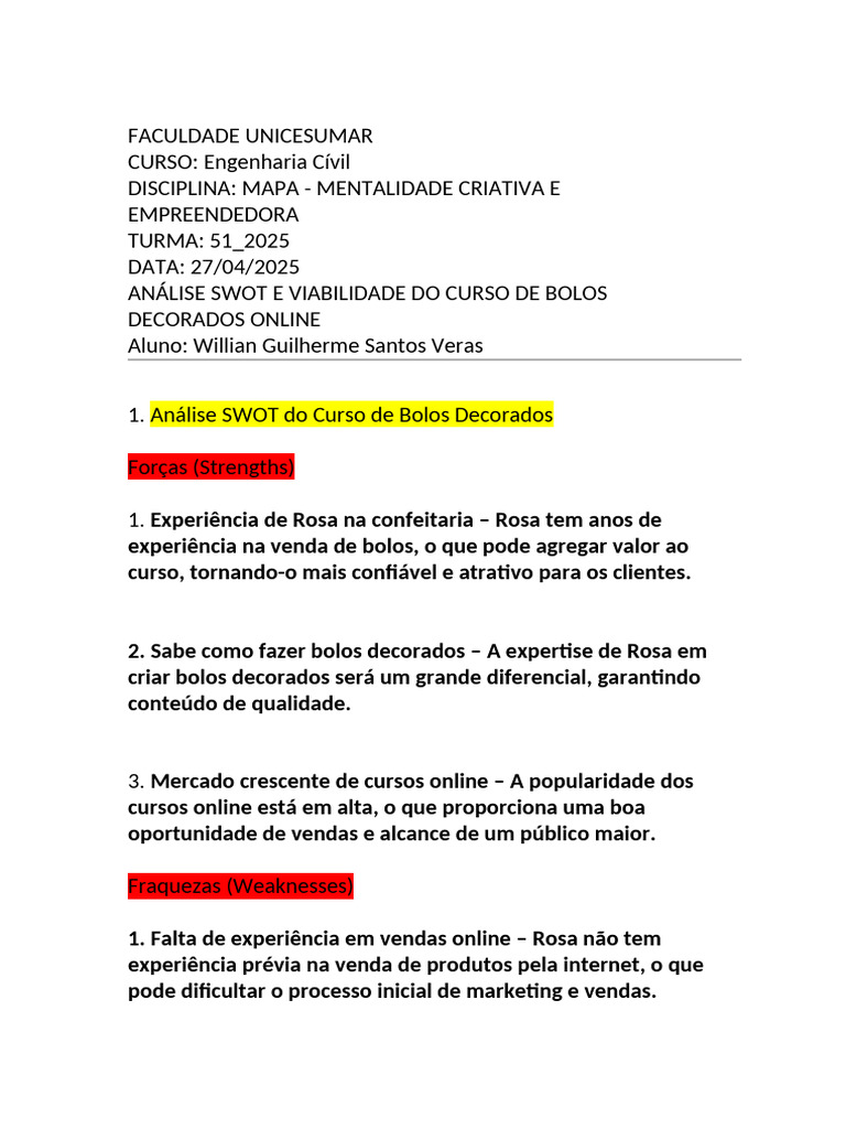 Faculdade Unicesumar Mapa - Mentalidade Criativa e Empreendedora - 51 ...