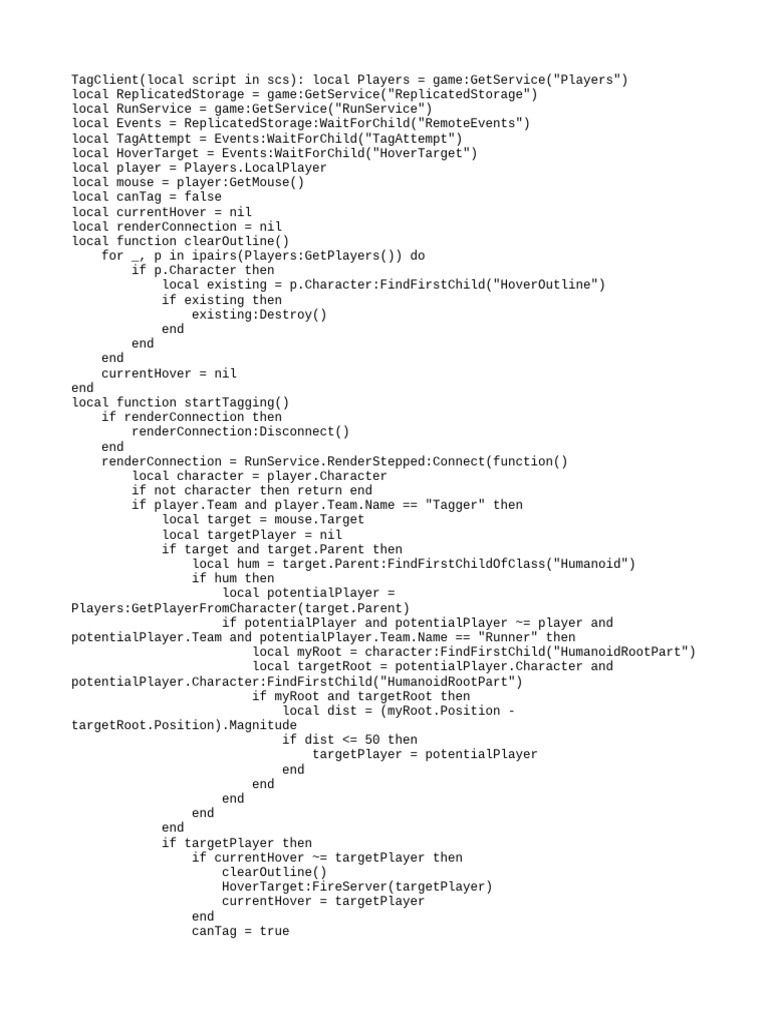 Roblox Tag Game Client Scripts | PDF | Computing | Computer Science