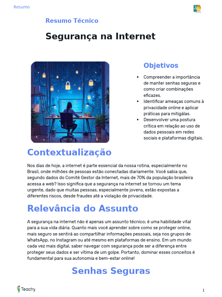 Segurança na Internet: Senhas e Privacidade | PDF | Privacidade na ...