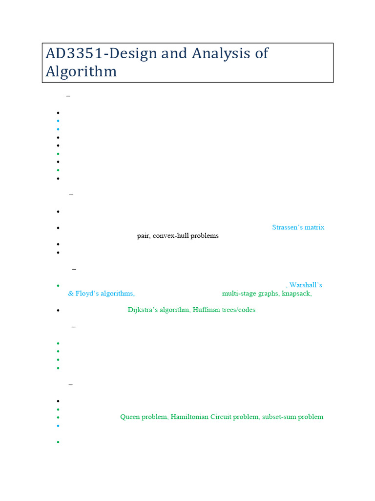 Algorithm Design and Analysis Guide | PDF | Dynamic Programming ...