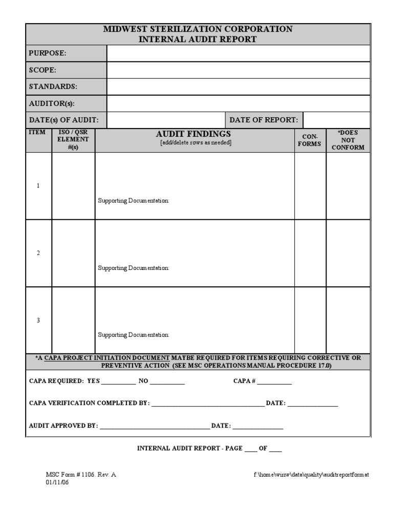 Midwest Sterilization Internal Audit Report | PDF | Computers ...