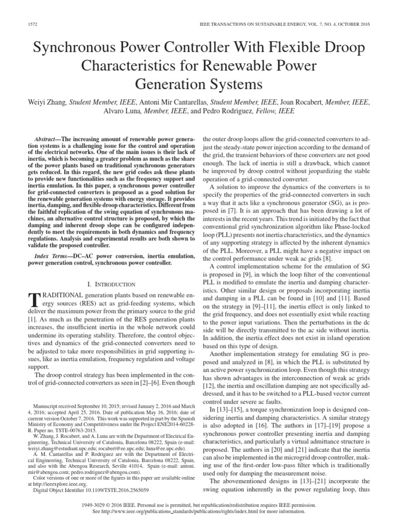 Synchronous Power Controller for Renewables | PDF | Electrical Grid ...