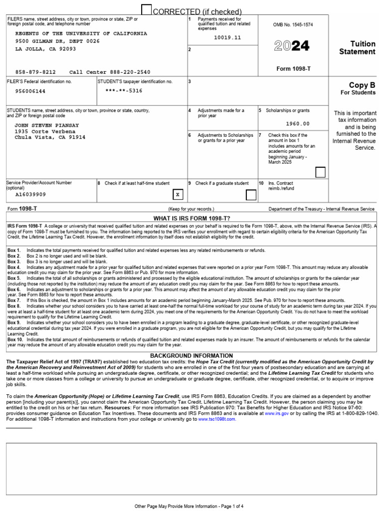 Understanding IRS Form 1098-T Details | PDF | Tax Credit | Income Tax ...