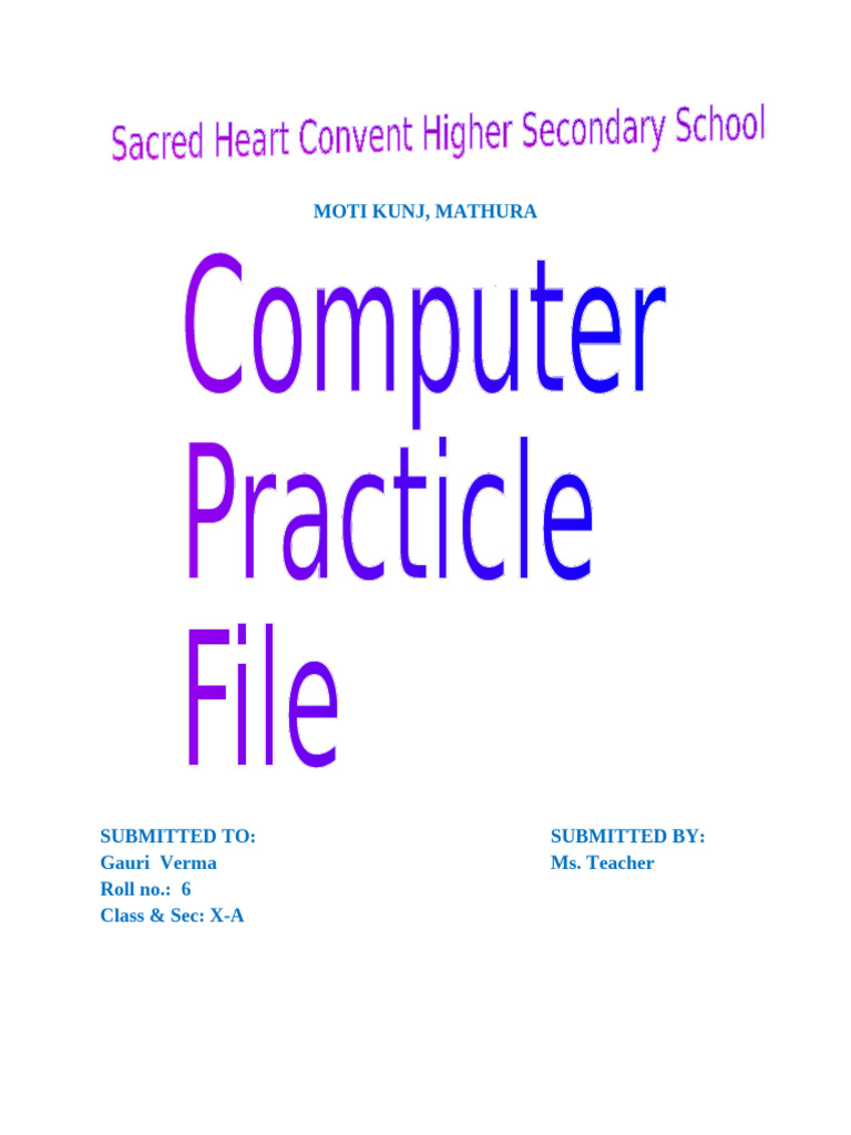 CLASS X Practical Filee | PDF | Computer Science | Computing