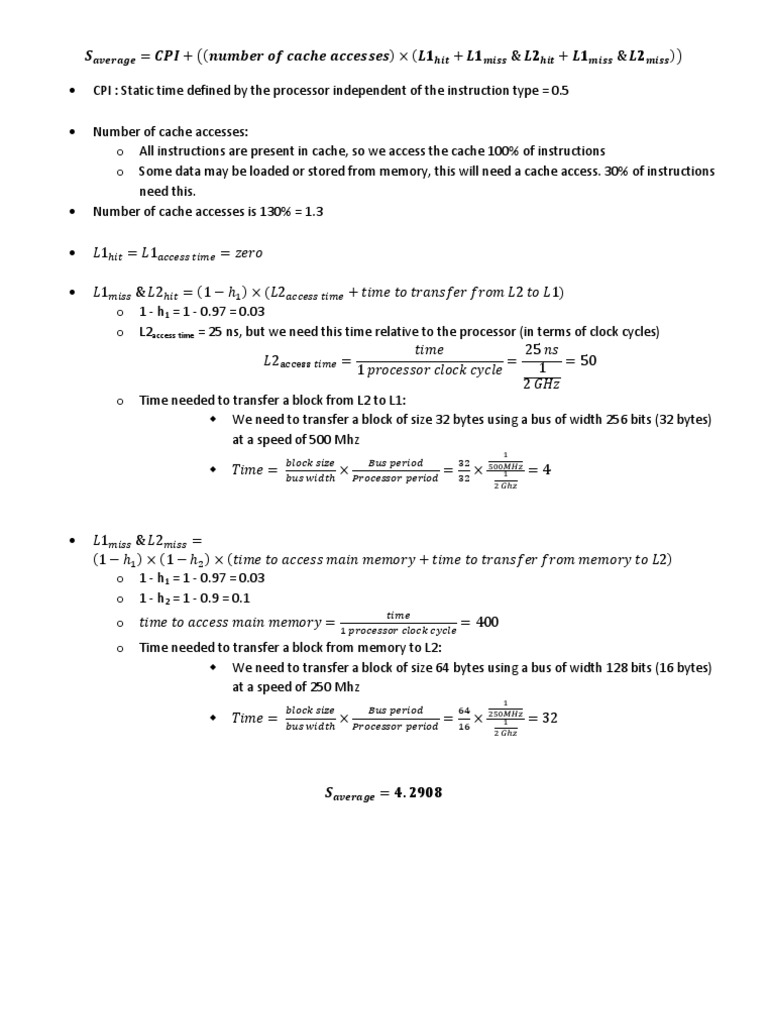 Cache Access and Transfer Times Analysis | PDF