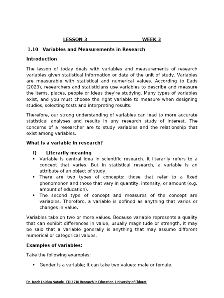 Edu 710 Class Notes Lesson 3 | PDF | Level Of Measurement | Statistics