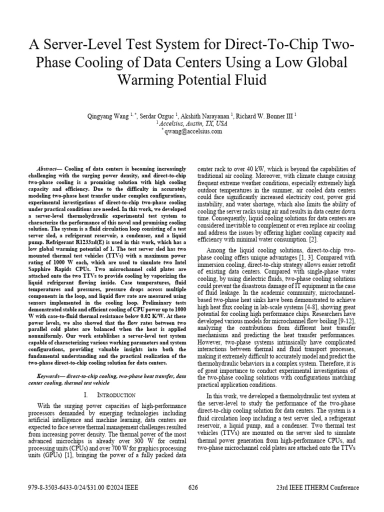 Server-Level Test for Two-Phase Cooling | PDF | Heat Transfer | Data Center