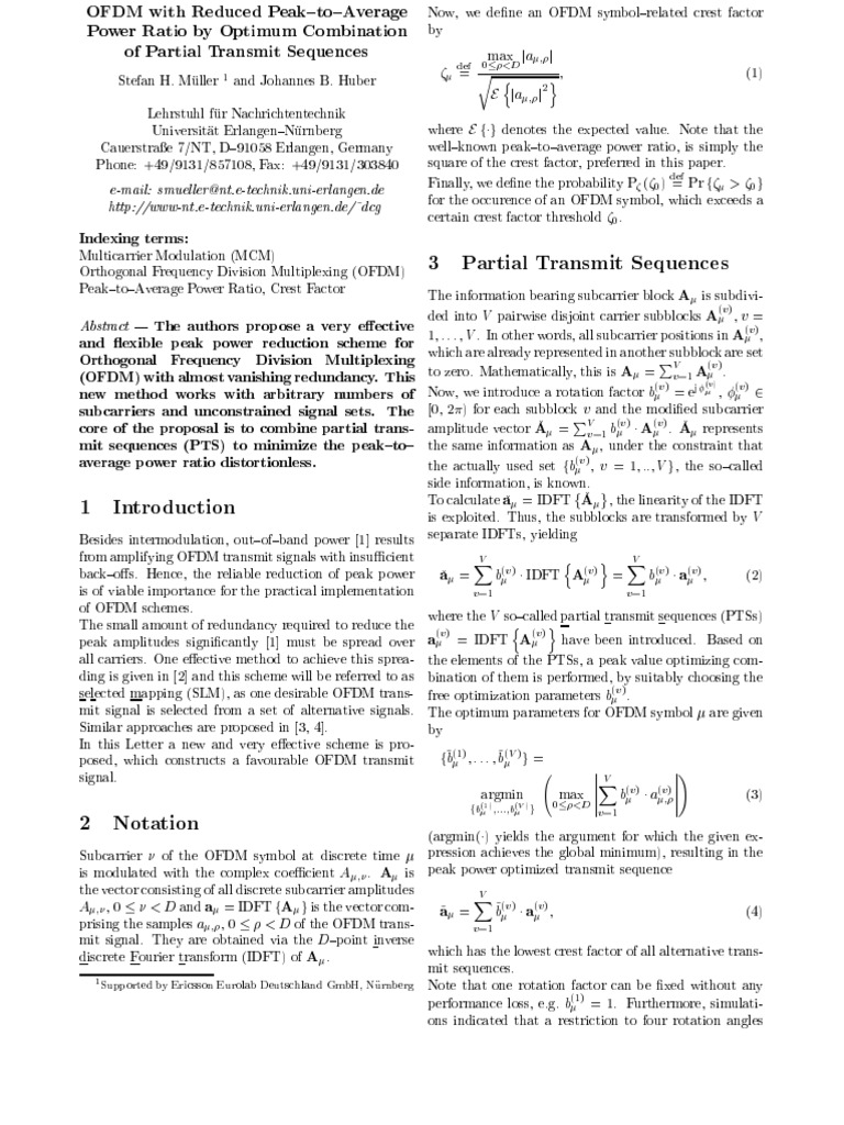 OFDM With Reduced Peak To Average Power | PDF | Orthogonal Frequency ...