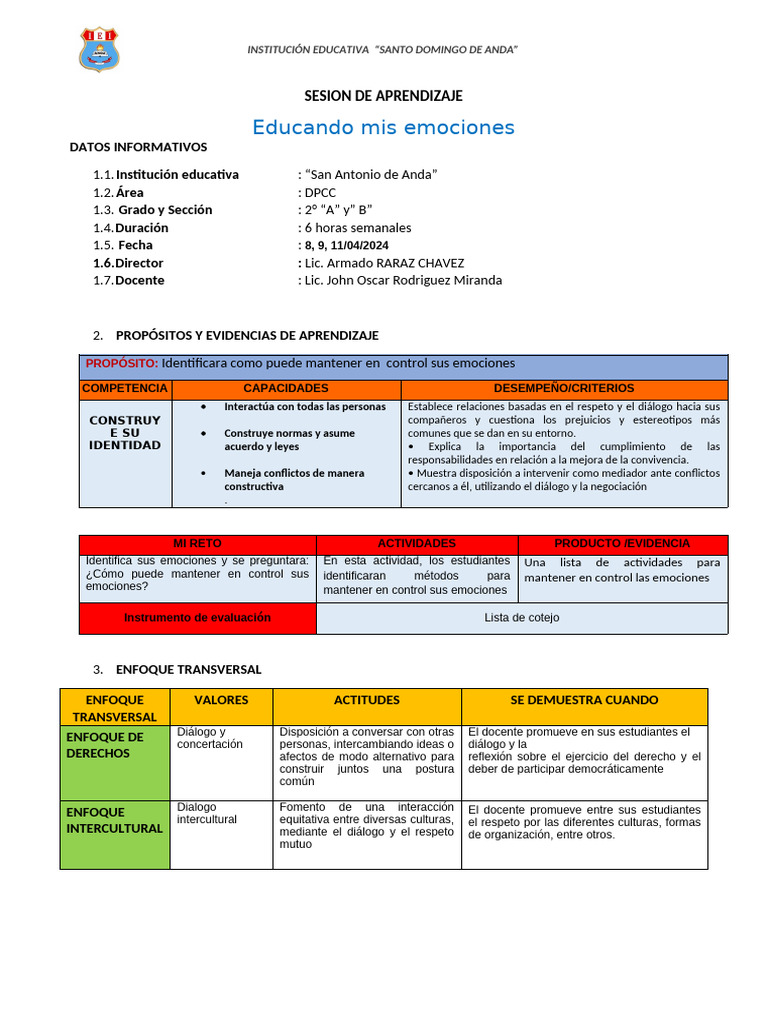 Controlando Mis Emociones en Clase | PDF | Maestros | Aprendizaje