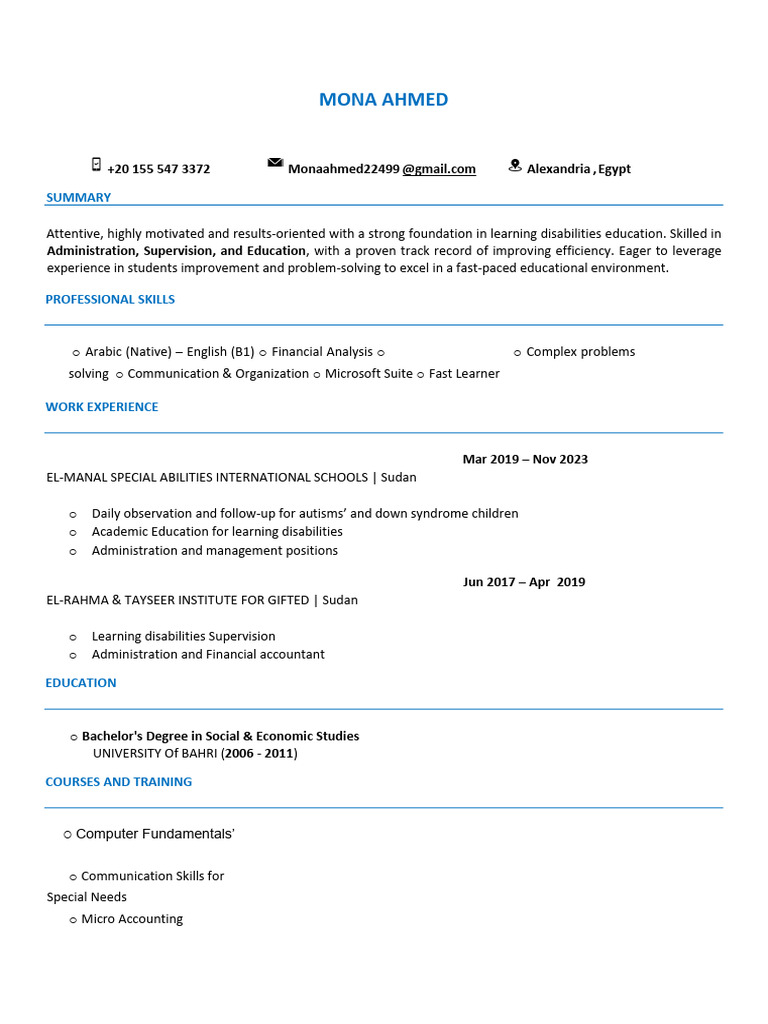 Mona Ahmed CV-2 | PDF