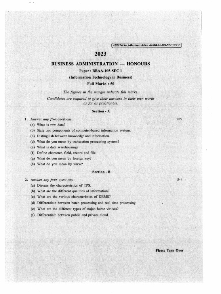 Bbaa 105 Sec 1 | PDF