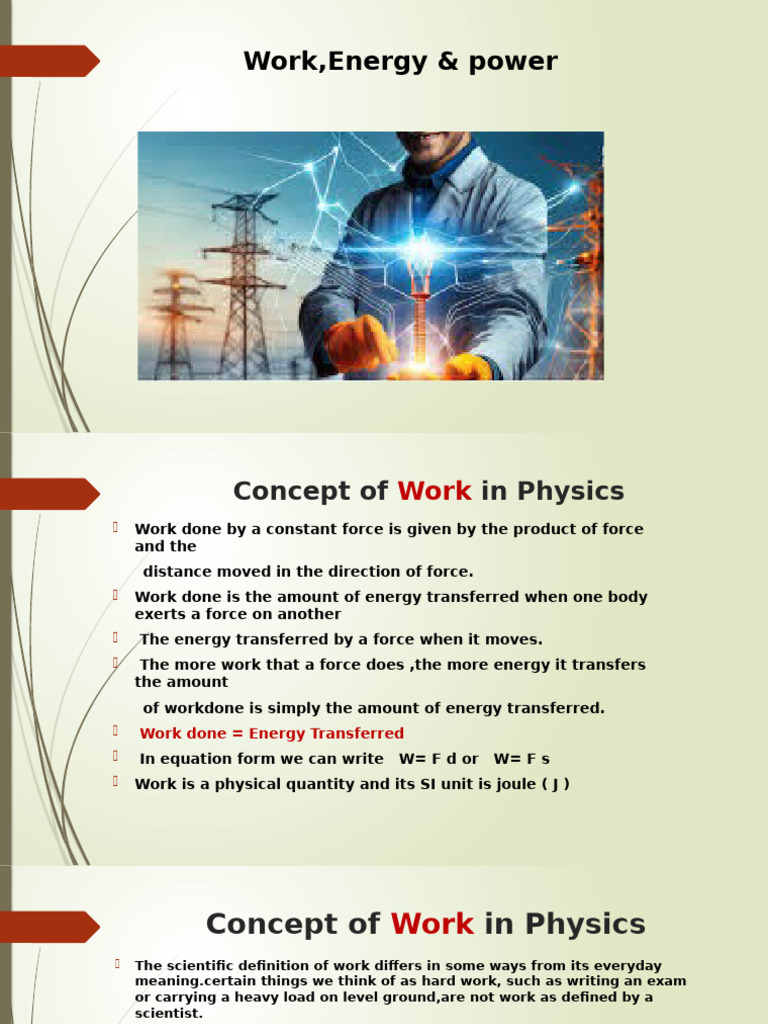 Work, Energy, and Power Explained | PDF | Potential Energy | Fuels