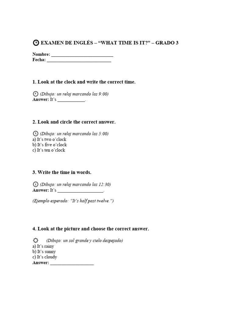 Examen de Inglés 2025 | PDF