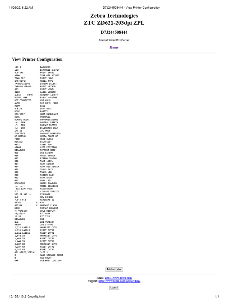 Zebra ZD621 Printer Configuration Guide | PDF | Computer Networking ...