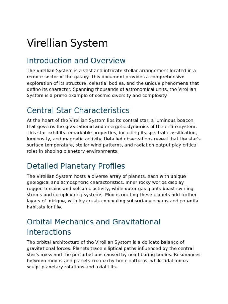Virellian System: Stellar Exploration Guide | PDF | Stars | Astrobiology