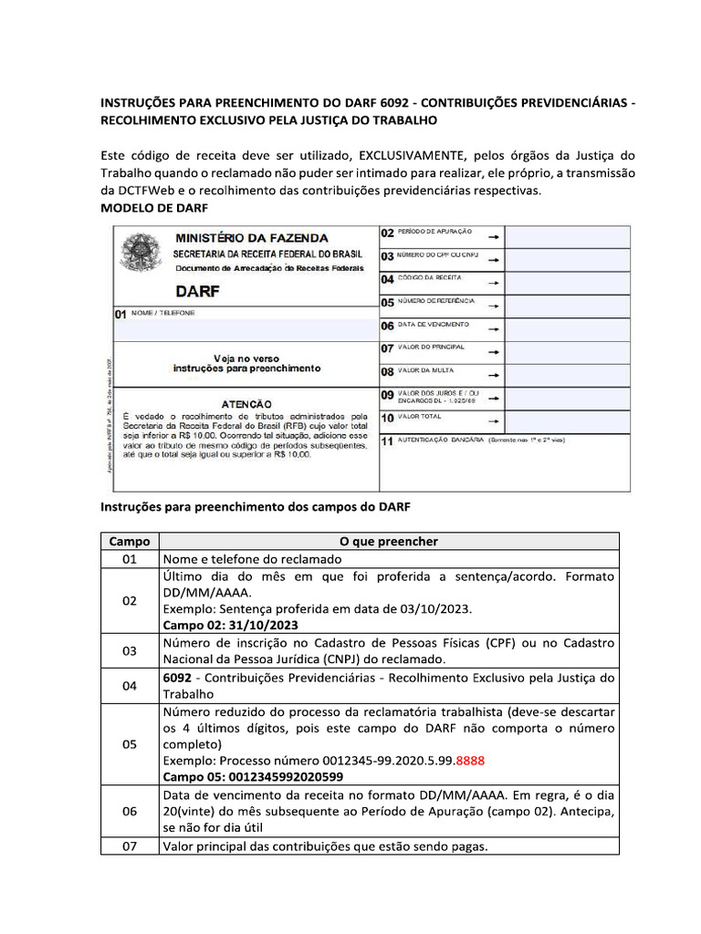 Dctfweb Darf Cod - 6092 | PDF