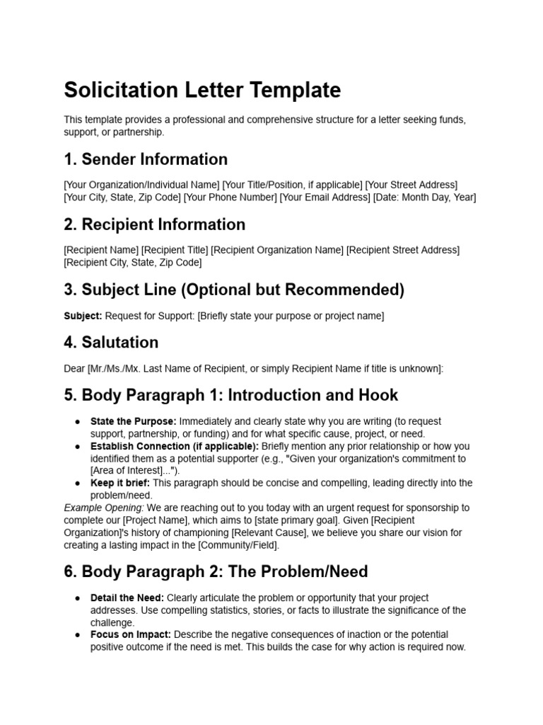 Fundraising Solicitation Letter Template | PDF