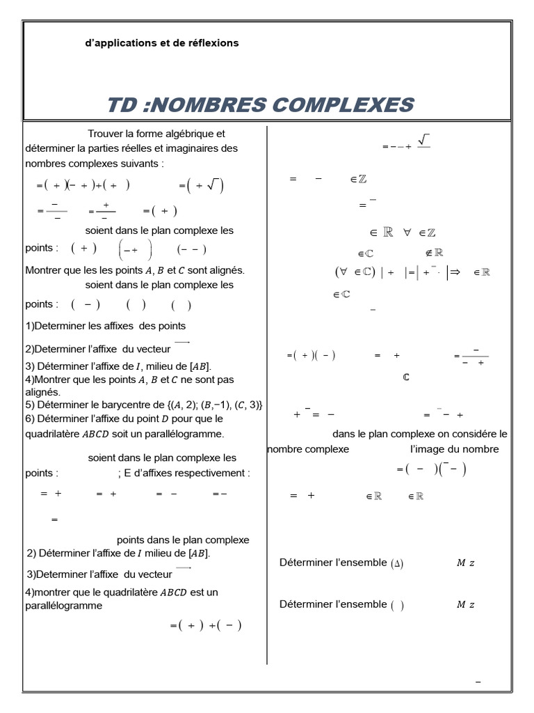 Exercices sur les Nombres Complexes | PDF | Nombre complexe | Algèbre ...