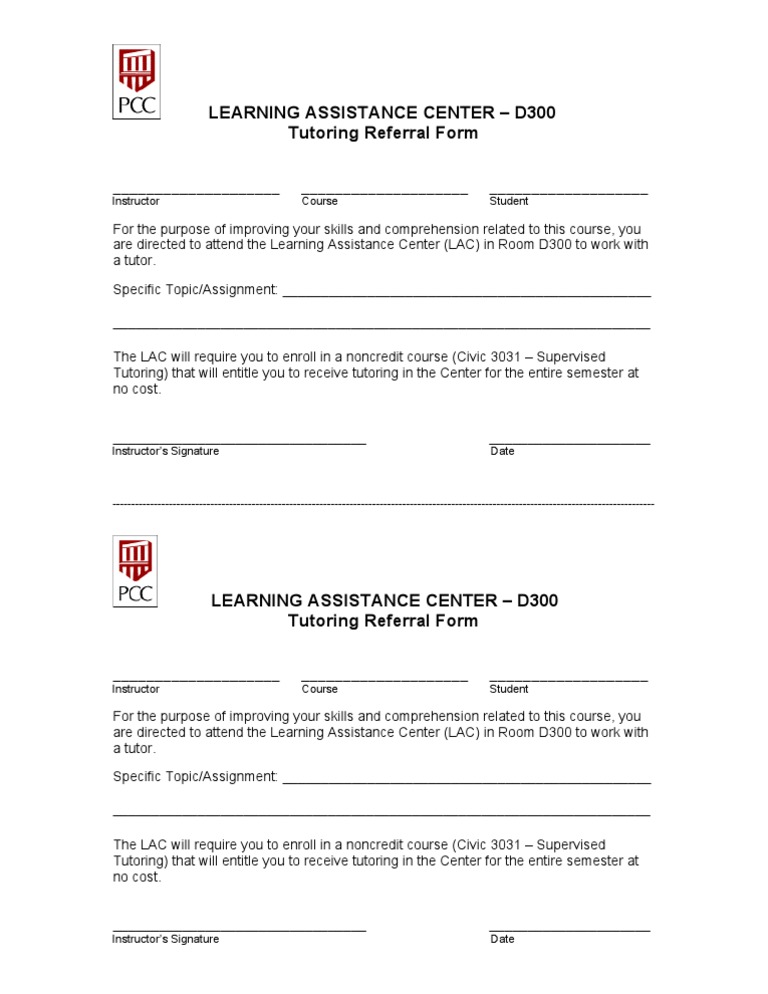 D300 Tutoring Referral Form | PDF
