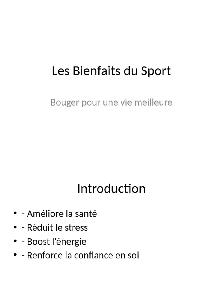 Bienfaits du Sport pour la Santé | PDF