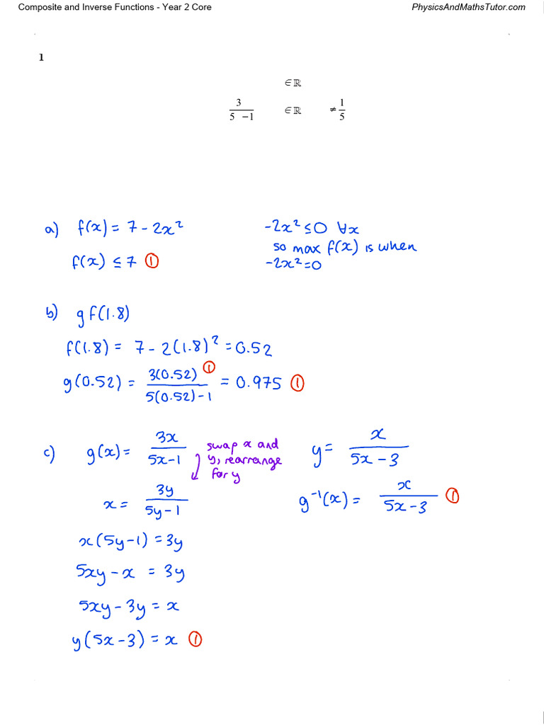 Composite and Inverse Functions Guide | PDF | Function (Mathematics ...