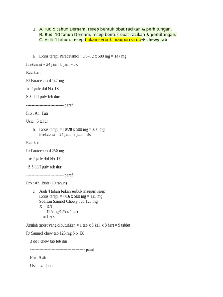 Resep Obat Anak: Dosis dan Racikan | PDF