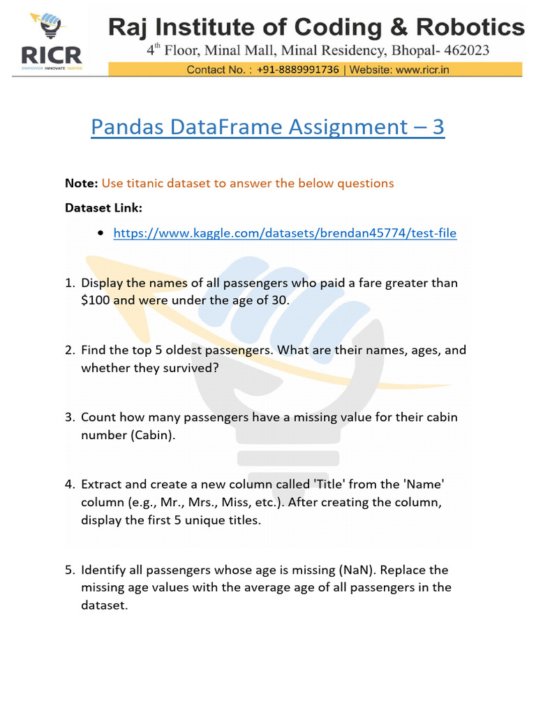 2.3 RICR - Pandas Dataframe Assignment 3 | PDF