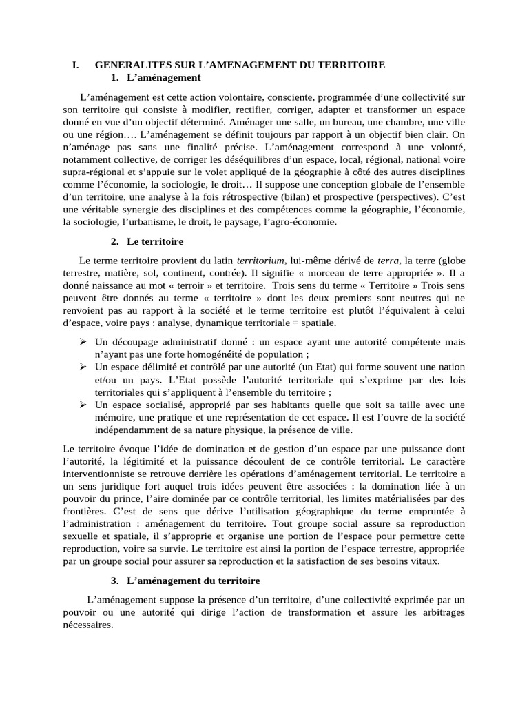Aménagement du Territoire : Concepts Clés | PDF | Géographie ...