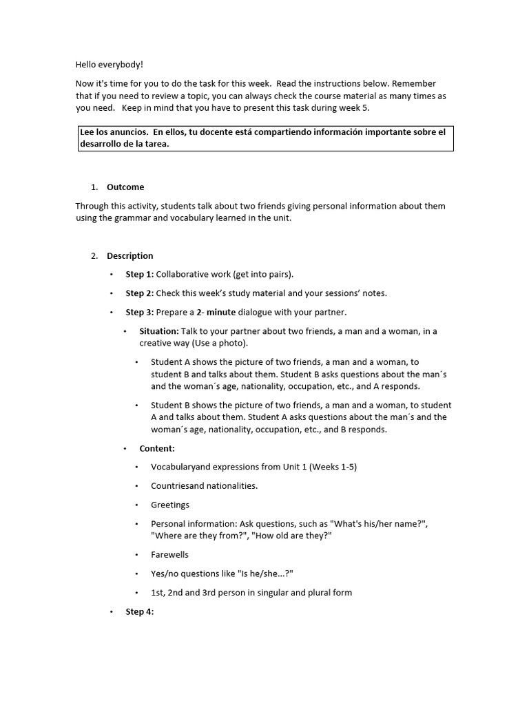Week 5 - Instructions - Task - These Are My Friends - ODNKIX | PDF ...