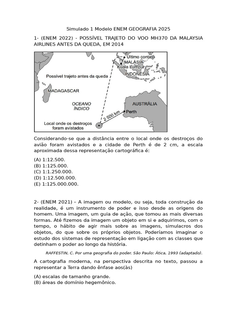 Simulado ENEM 2025: Questões de Geografia | PDF | Intemperismo | Erosão