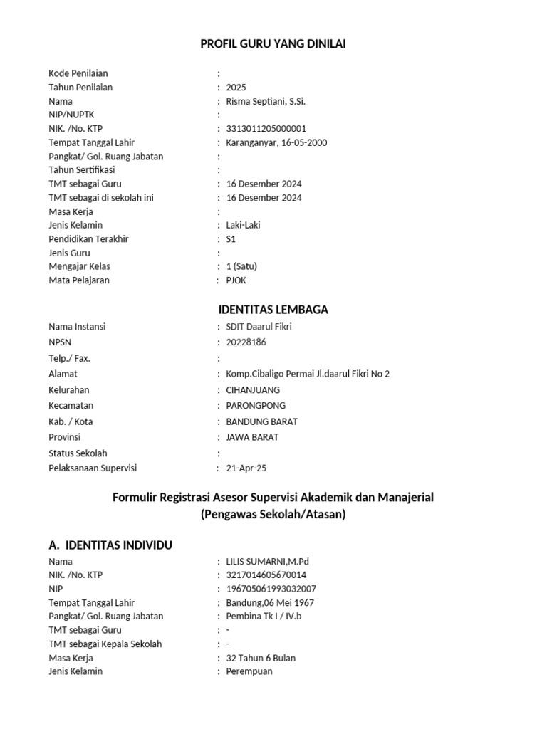 Profil Guru Risma Septiani, S.Si. PJOK | PDF