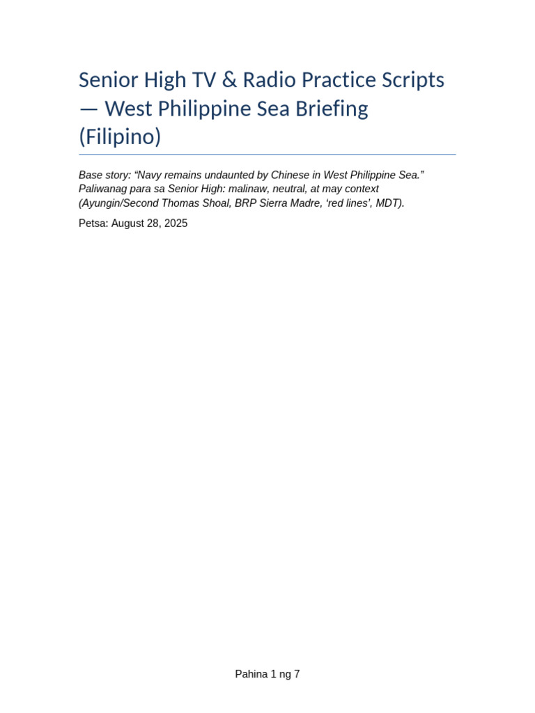 SHS_TV_Radio_Practice_Scripts_WPS_Navy | PDF