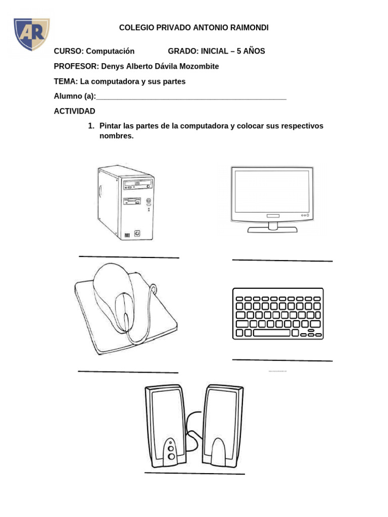 Partes de la Computadora para Niños | PDF