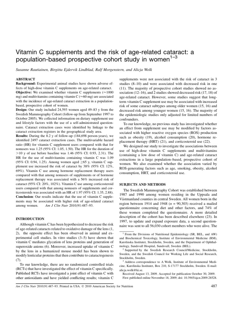 Vitamin C Supplements and The Risk of Age Related CA 2010 The American ...