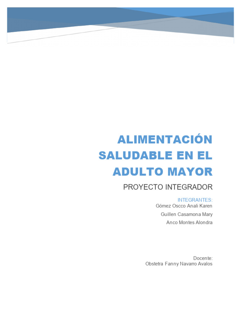Alimentación Saludable para Adultos Mayores | PDF | Nutrición | Dieta y ...