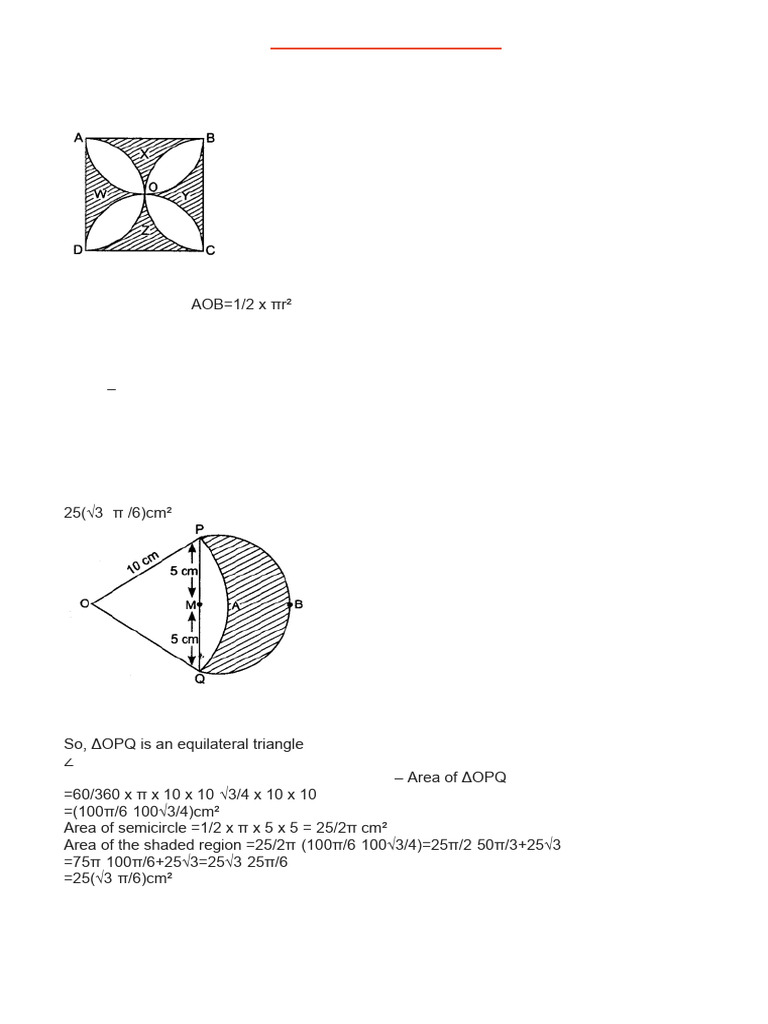 Area Calculations for Circles and Shapes | PDF | Circle | Area