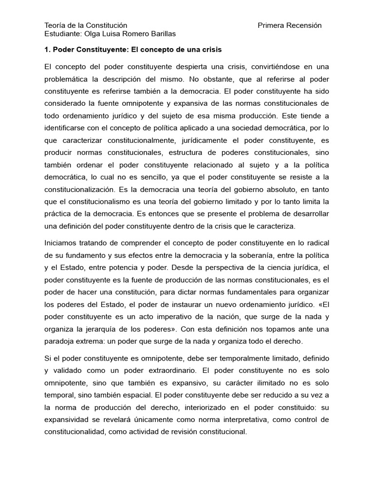 Crisis del Poder Constituyente y Democracia | PDF | Constitución ...