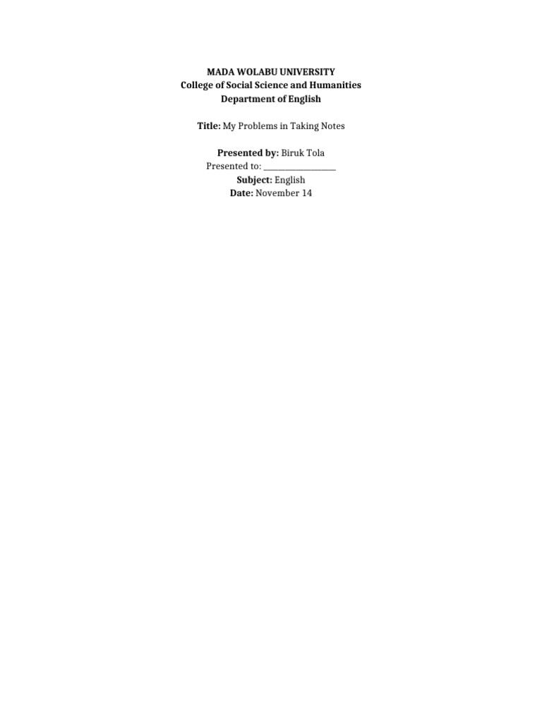 My Problems in Taking Notes With Cover | PDF