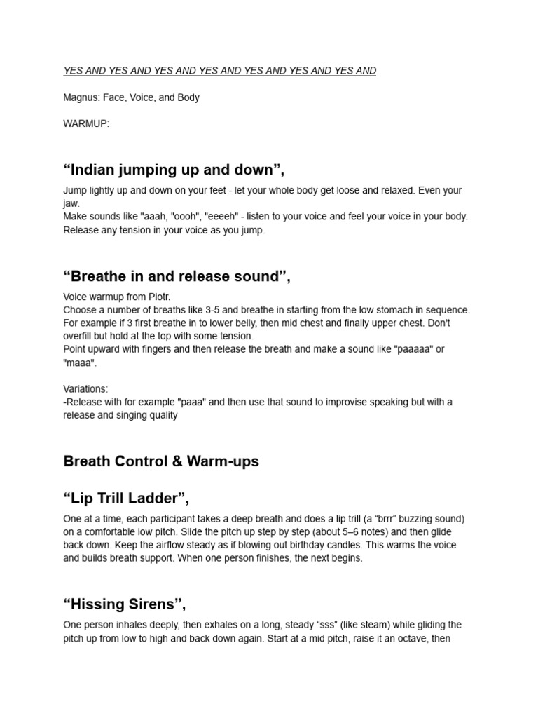Vocal Warm-Up Exercises and Techniques | PDF | Human Voice | Emotions