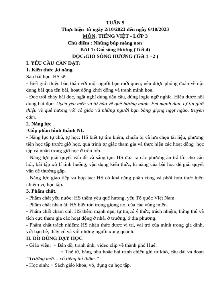 KHBD Lop 3a2 Tuan 5-6 2023-2024 | PDF