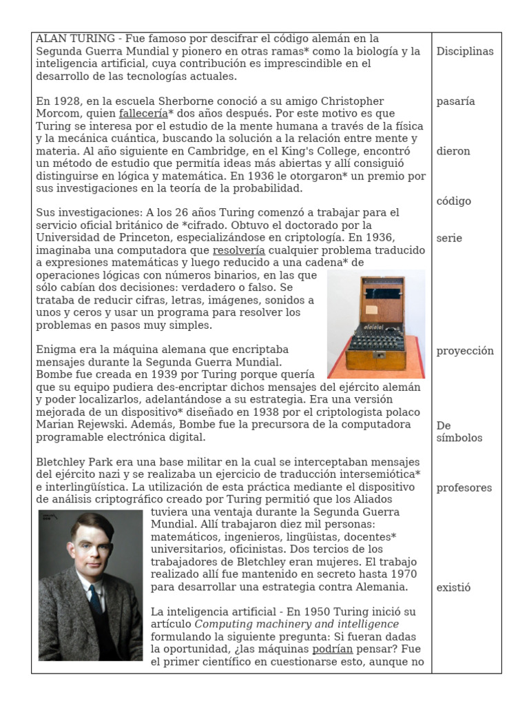 Alan Turing: Criptoanálisis y AI | PDF | Alan Turing