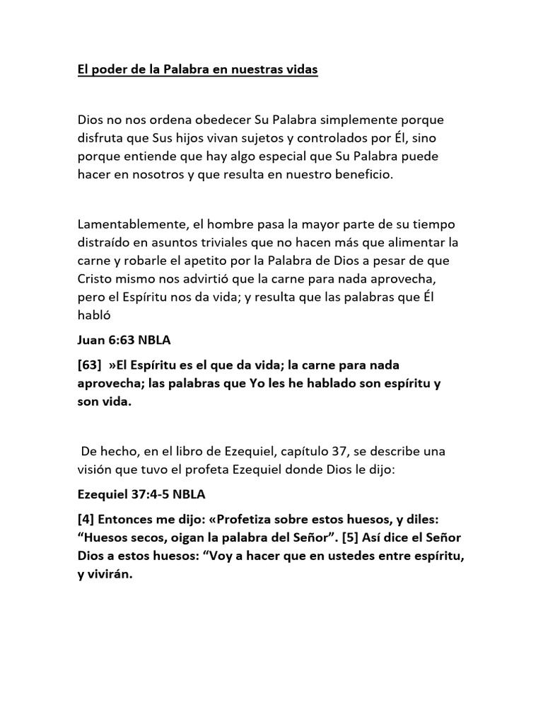 El Poder Transformador de la Palabra de Dios | PDF | Pecado | Cristo ...