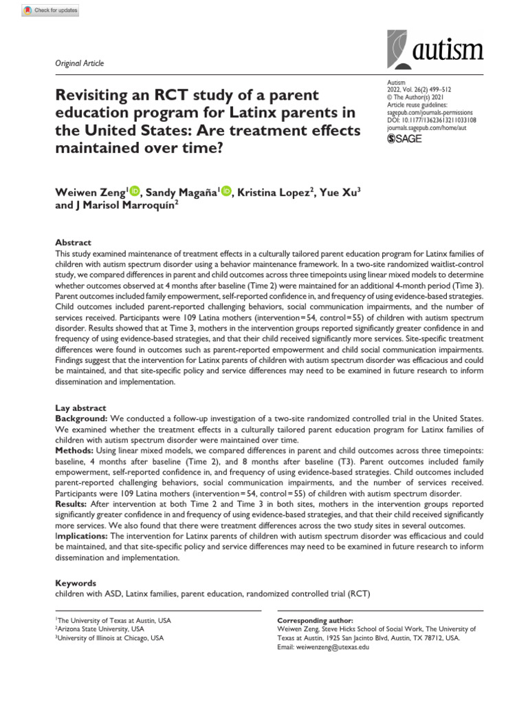 11 Zeng Et Al 2021 Revisiting An RCT Study of A Parent Education ...