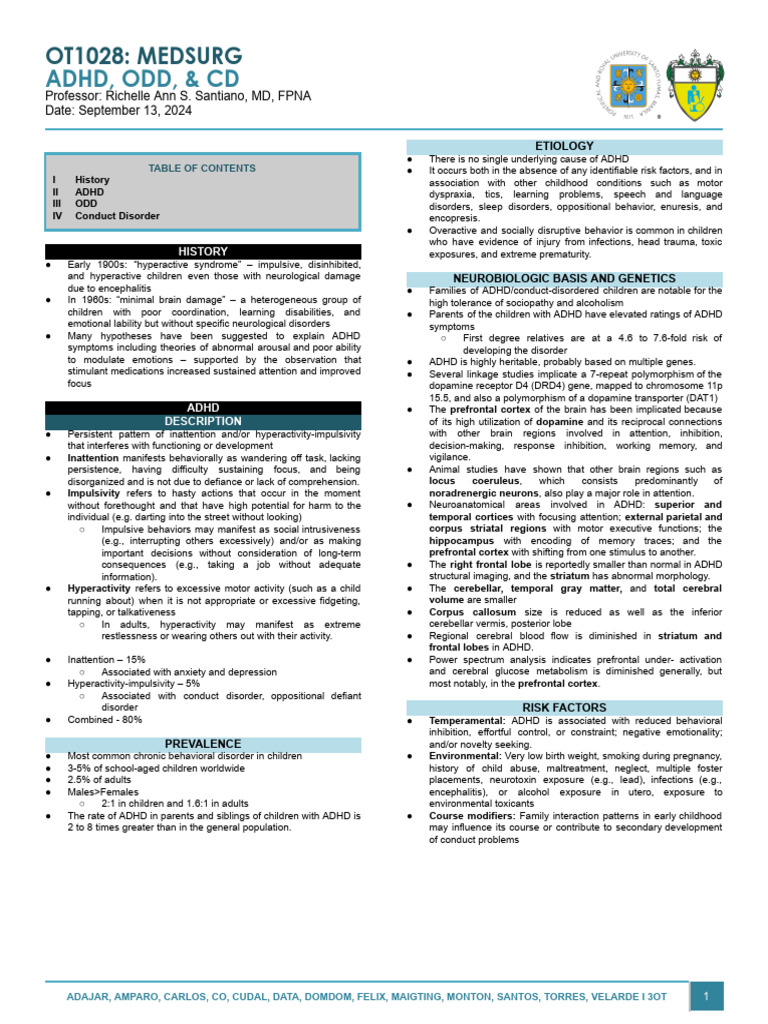 ADHD, ODD, and Conduct Disorder Overview | PDF | Attention Deficit ...