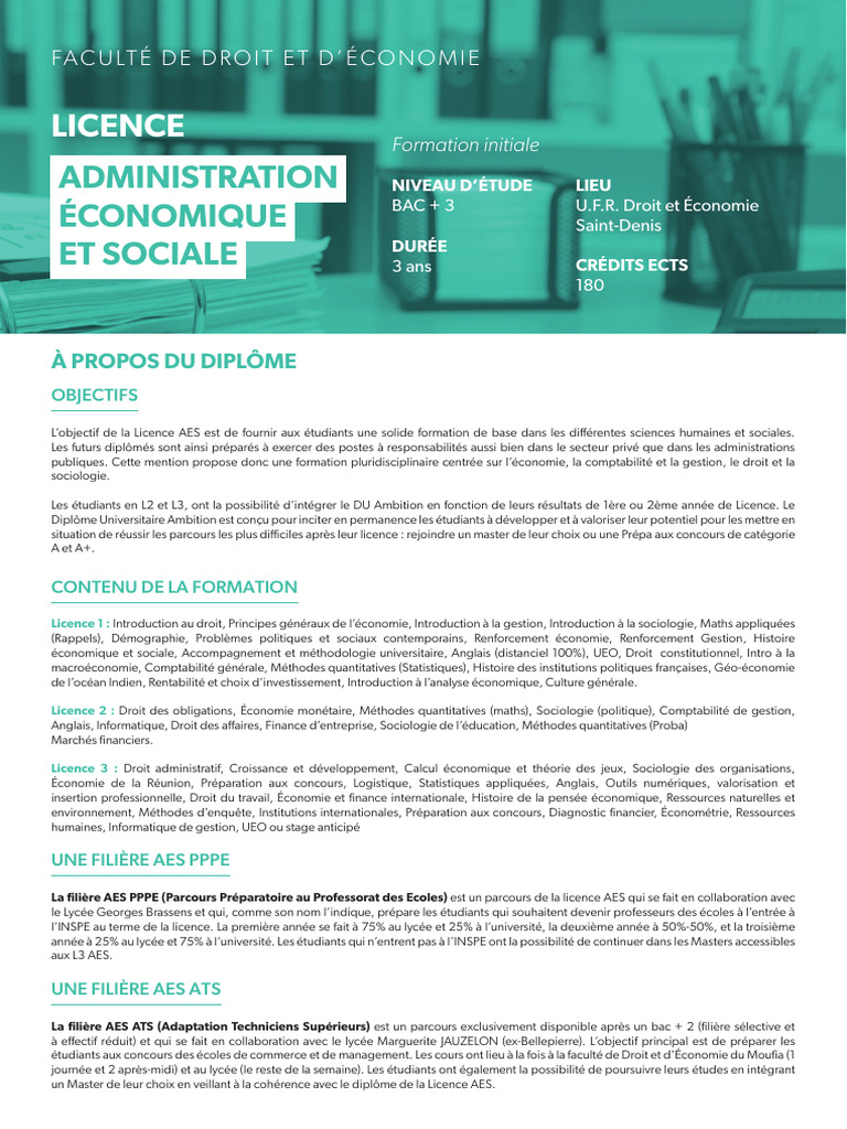 Licence AES Formation pluridisciplinaire PDF Économie Économie — free download