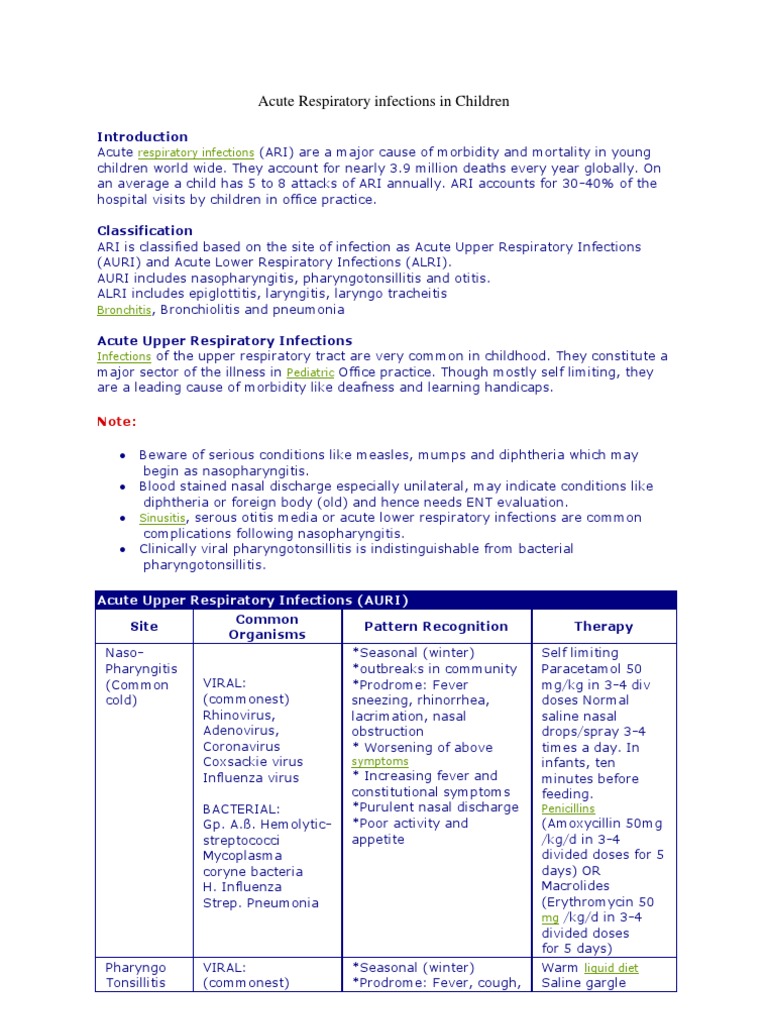 Acute Respiratory Infections in Children | PDF | Respiratory Diseases ...